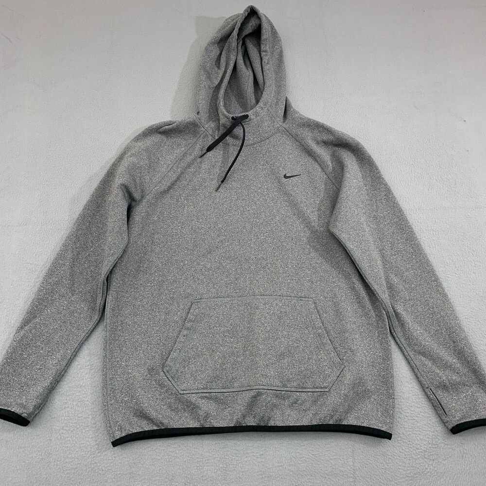 Nike Dri-FIT  Hoodie Mens Size Large Gray Thumbholes Pullover Kangaroo Pocket